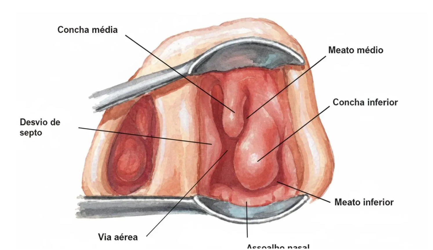 Anatomia da cavidade nasal com destaque para os cornetos nasais