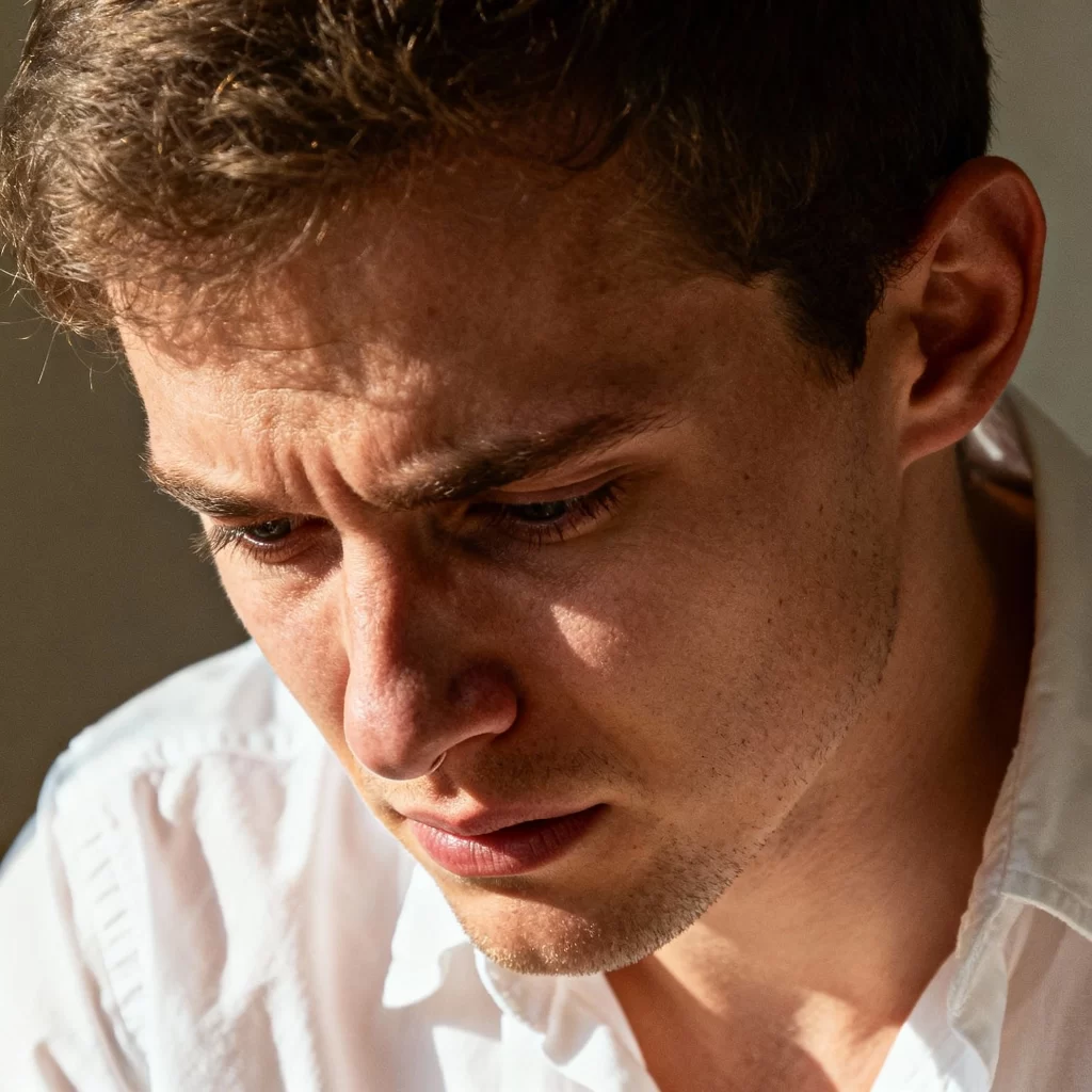 Man having difficulty breathing