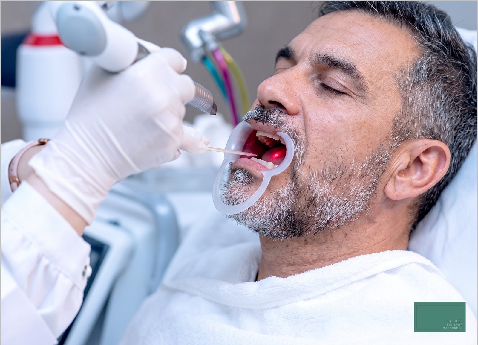 Laser applied to the throat in an ENT office